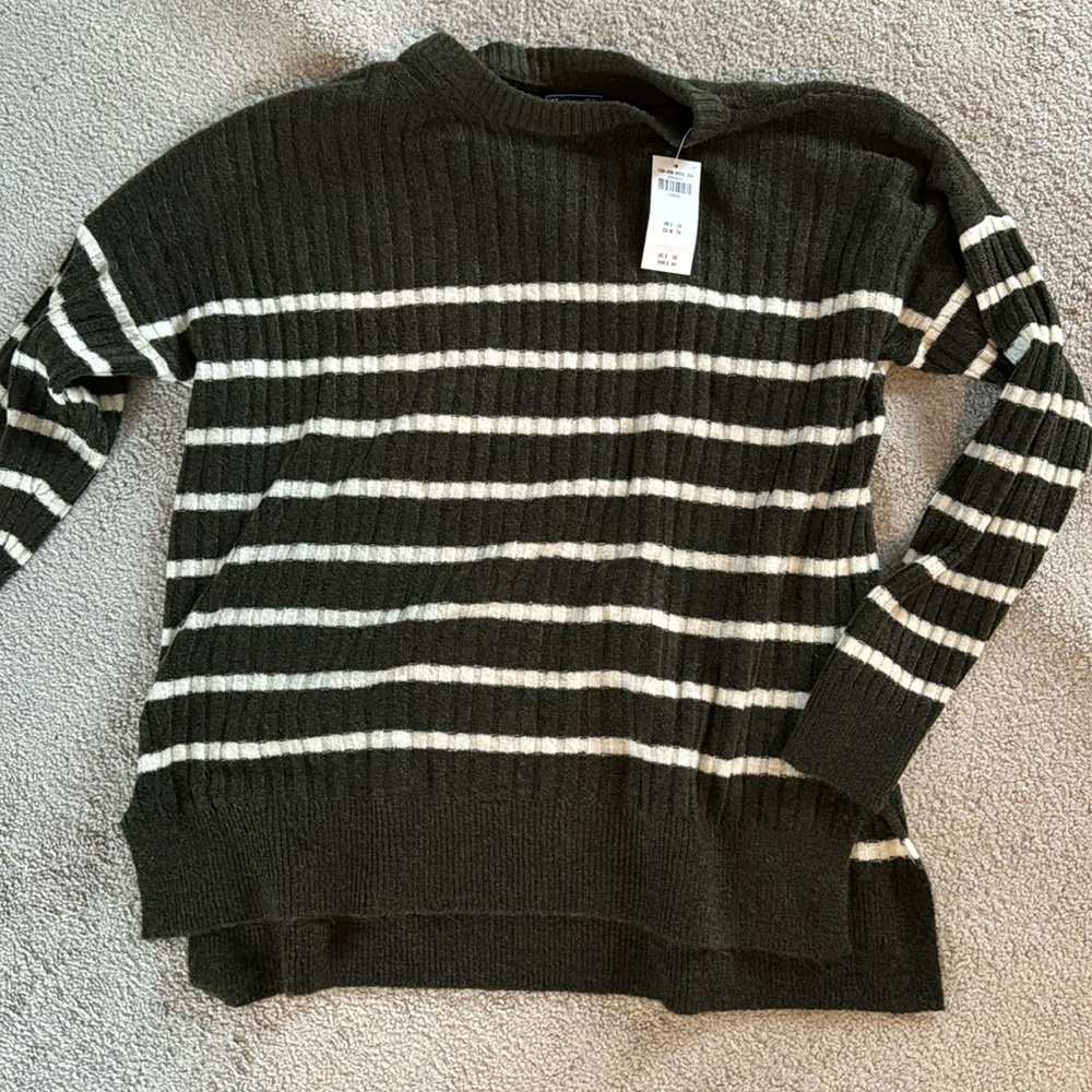 Abercrombie & fitch olive green striped sweater